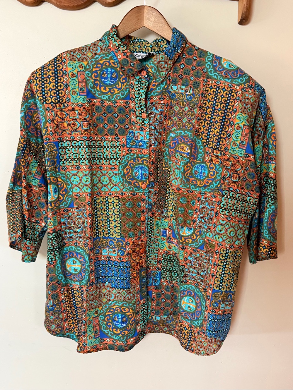 Vintage 90s Box Office Funky Print Button Up Shirt